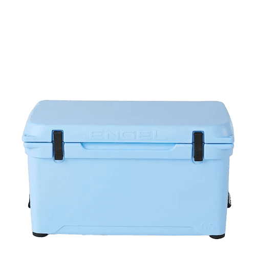 Customized Engel 65 High Performance Hard Cooler and Ice Box front facing #color_arctic-blue