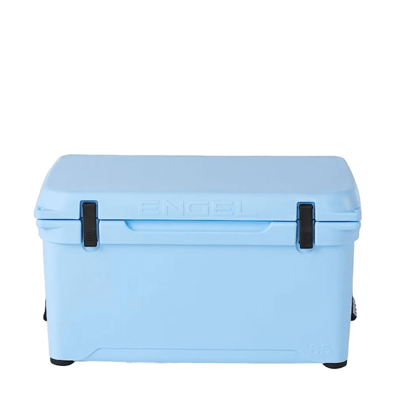 Customized Engel 65 High Performance Hard Cooler and Ice Box front facing #color_arctic-blue