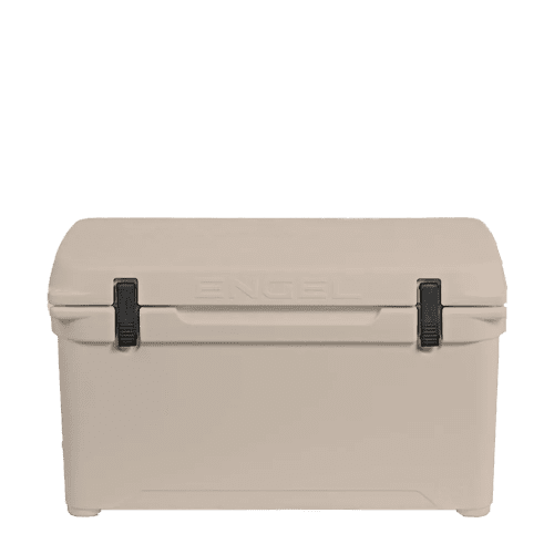 Customized Engel 65 High Performance Hard Cooler and Ice Box front facing #color_coastal-white