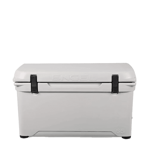 Customized Engel 65 High Performance Hard Cooler and Ice Box front facing #color_haze-gray