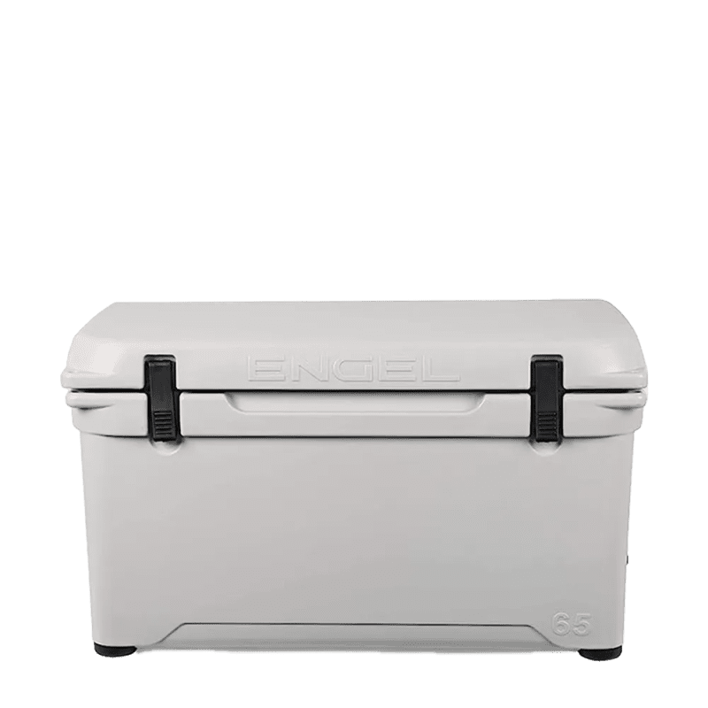 Customized Engel 65 High Performance Hard Cooler and Ice Box front facing #color_haze-gray