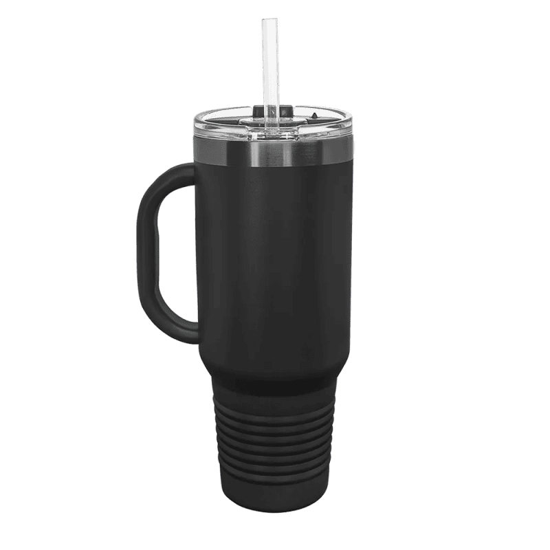 Polar Camel Ion Plated Straw lid Mug #color_black-on-ghost-black