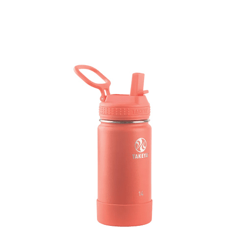 Customized Actives Kids Straw Tumbler 14 oz Water Bottles from Takeya #color_coral